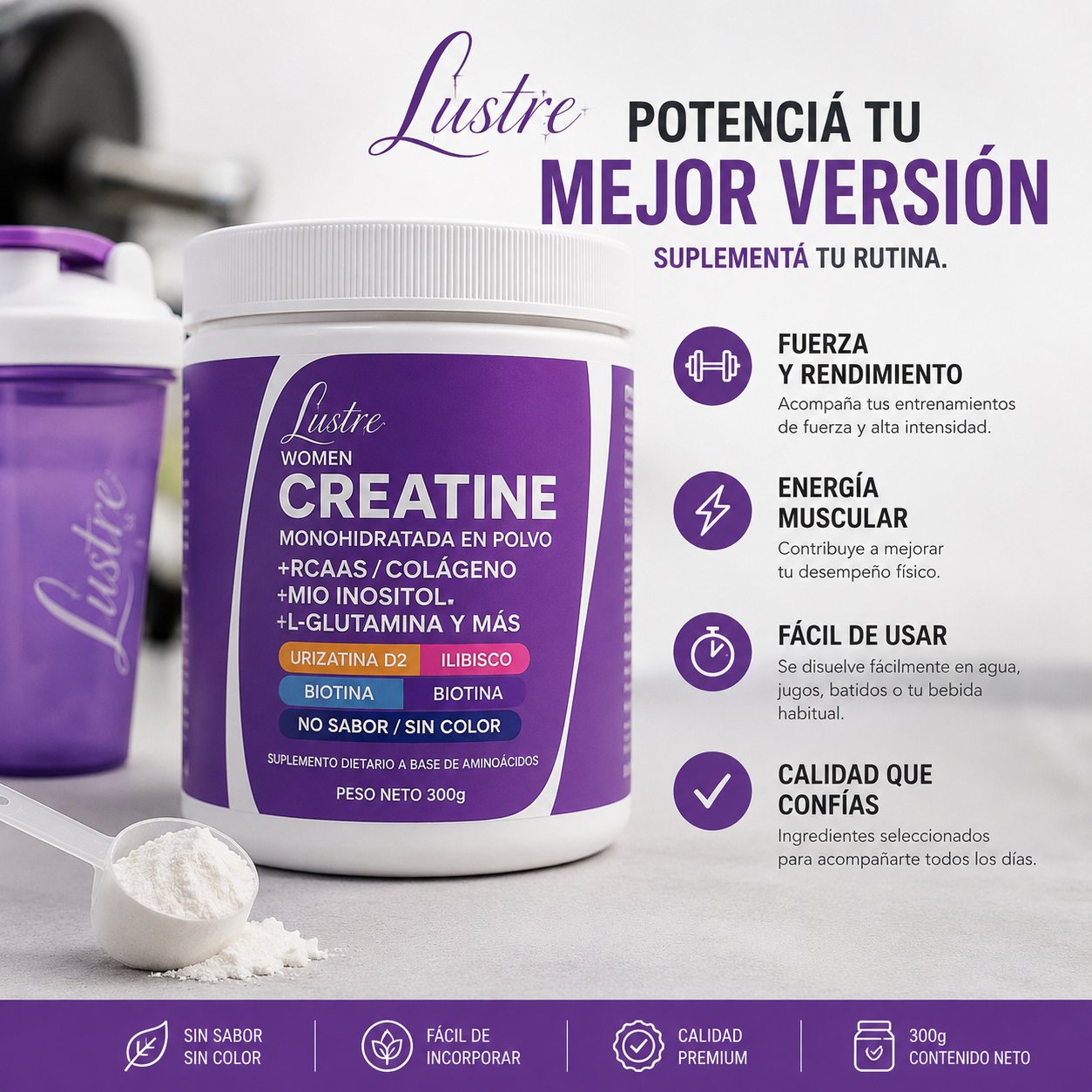 Creatina Monohidratada en Polvo-Lustre